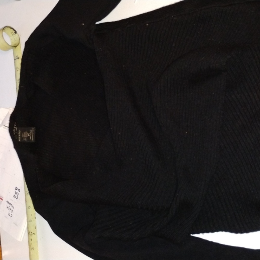 💋 Designer ORTENSIA Italian VINTAGE Vee Wrap Sexy Sweater w/SHEER NET SLEEVE